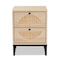 Baxton Studio Ardon Bohemian Light Brown Finished Wood and Black Metal 2-Drawer Nightstand with Natural Rattan 196-12078-ZORO - alternate 10